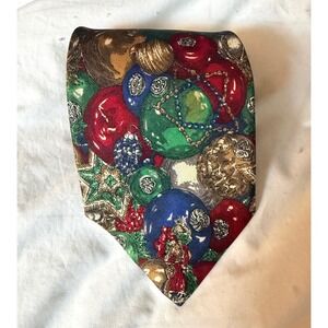 Robert Talbott Necktie Mens OS Multicolor Excellent Silk Christmas Ornaments